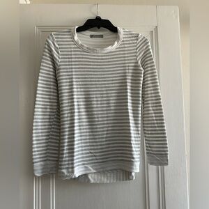 Loveappella Heather Gray & White Striped Top - Size XS